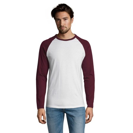 Ανδρικό μακρυμάνικο (Funky LSL 02942) λευκό-μπορντώ