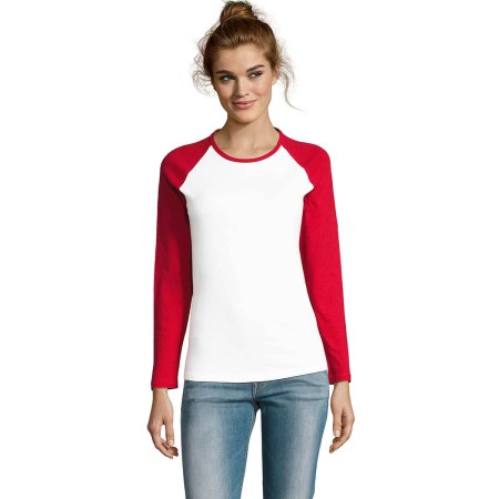 Γυναικείο μακρυμάνικο (Milky LSL 02943) λευκό-κόκκινο