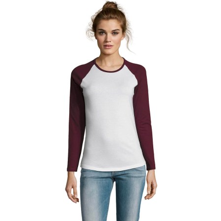 Γυναικείο μακρυμάνικο (Milky LSL 02943) λευκό-μπορντώ